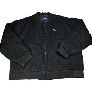 Swingster Wool Blend Jacket Mens Large‎ Black Camel Logo Button Front USA Made